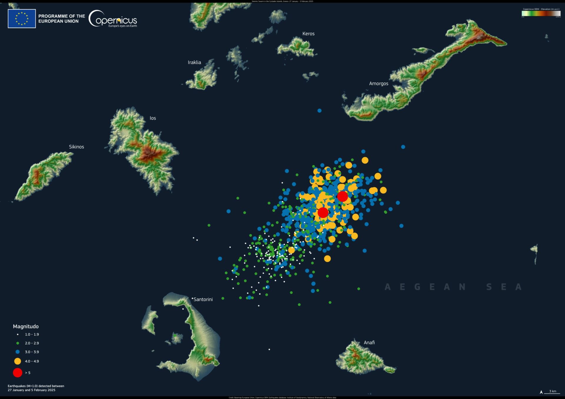 Seismic Swarm in the Cyclades Islands